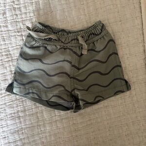 Rylee + Cru Olive Wave Patterned Swim Trunks 3-6 Months